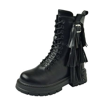 Ladies Fashion Solid Color Leather Lace Up Boots Tassel Side Zipper Platform Mid Boots
Ladies Fashion Solid Color Leather Lace Up Boots Tassel Side Zipper Platform Mid Boots