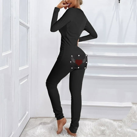 Gubotare Christmas One-Piece Pajama Women s Sexy Deep V Neck Bodycon Jumpsuit Butt Flap Pajamas Long Sleeve Romper Overall Sleepwear Black S
Gubotare Christmas One-Piece Pajama Women s Sexy Deep V Neck Bodycon Jumpsuit Butt Flap Pajamas Long Sleeve Romper Overall Sleepwear Black S