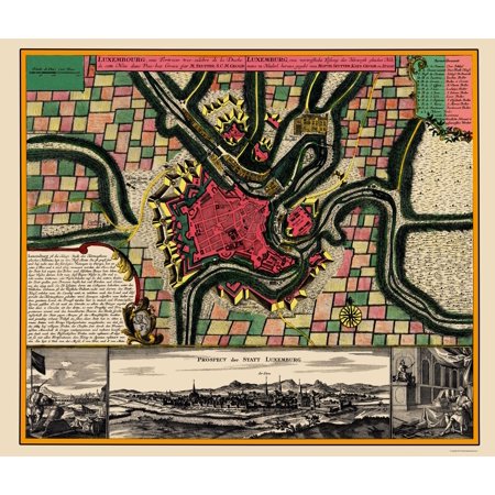 Benelux Luxembourg City - Seutter 1730 - 23 x 27.22