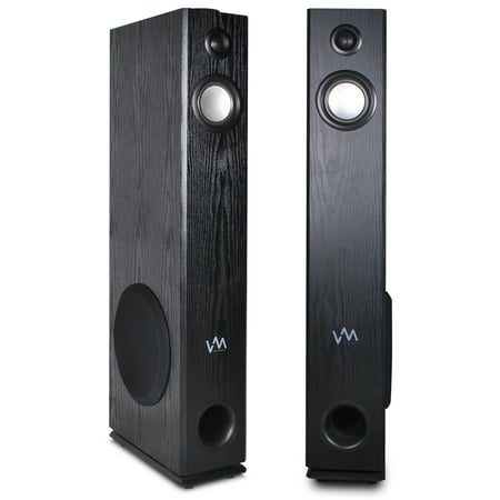 VM Audio EXAT11 Black Floorstanding Powered Bluetooth Home Tower Speakers Pair