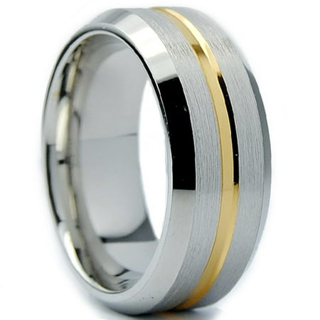Cobalt Chrome Men's Goldtone Wedding Band Ring 8MM