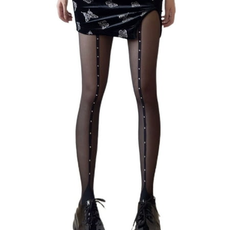 Sardfxul Women Shrimp Line Seamed Sheer Pantyhose Striped Rhinestone Club Lingerie Tights 
Sardfxul Women Shrimp Line Seamed Sheer Pantyhose Striped Rhinestone Club Lingerie Tights