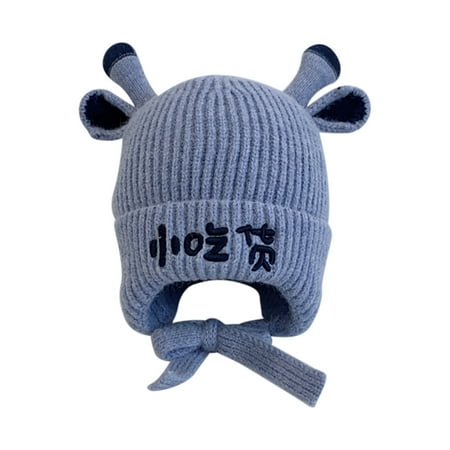YWDJ Kids Winter Earmuff With Cashmere Fisherman Hat Warm Hat Blue 46-48cm