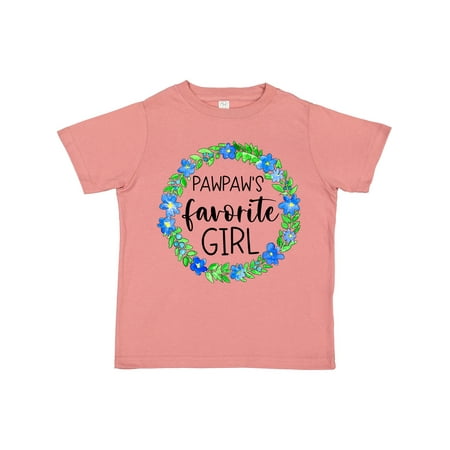Inktastic Pawpaw s Favorite Girl Blue Flower Wreath Gift Toddler Toddler Girl T-Shirt