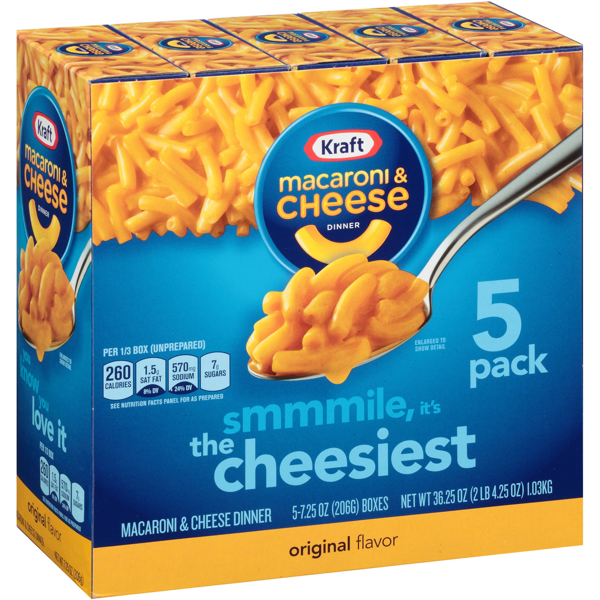 Kraft Macaroni \u0026amp; Cheese (Pack of Five) - Walmart.com