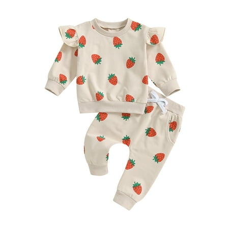 Suagox Baby Girls 2-piece Outfit Strawberry Print Long Sleeve Crew Neck Sweatshirt with Elastic Waist Sweatpants Fall Clothes for 3-24 Months and 2-3 Years Old
Suagox Baby Girls 2-piece Outfit Strawberry Print Long Sleeve Crew Neck Sweatshirt with Elastic Waist Sweatpants Fall Clothes for 3-24 Months and 2-3 Years Old