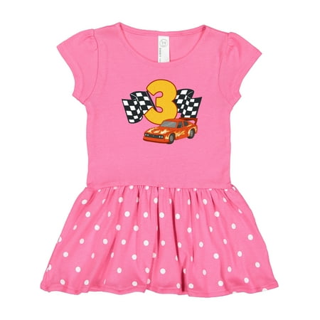 Inktastic Number Three Race Car Gift Toddler Girl Dress