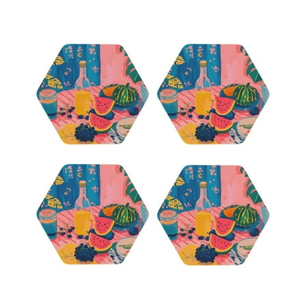 Leather Coasters with Heat-resistant for Drinks Colorful Summer Fruit Table -标题2 Hexagon 
Leather Coasters with Heat-resistant for Drinks Colorful Summer Fruit Table -标题2 Hexagon