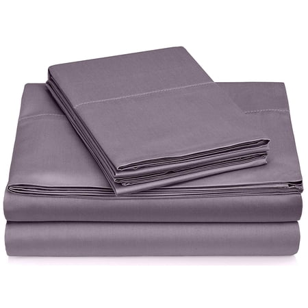 Beauty Threadz 400-Thread-Count Egyptian Cotton Sateen Hemstitch Sheet Set - Queen, Pale Purple