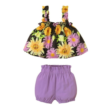 Toddler Baby Girls Outfits Sleeveless Floral Print Strap Top +Shorts 2Pcs Clothes Set 2-3T Purple
Toddler Baby Girls Outfits Sleeveless Floral Print Strap Top +Shorts 2Pcs Clothes Set 2-3T Purple