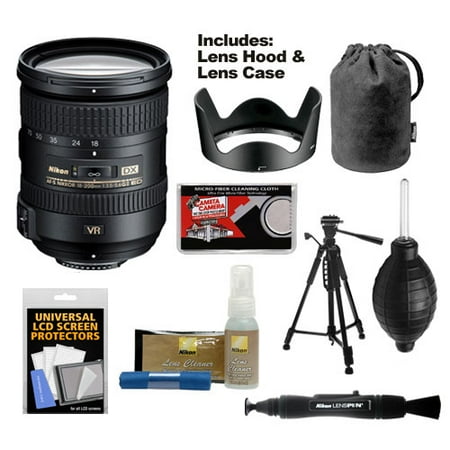 Nikon 18-200mm f\/3.5-5.6G VR II DX ED AF-S Nikkor-Zoom Lens with Hood & Pouch Case + Tripod + Kit for D3200, D3300, D5300, D5500, D7100, D7200 Camera