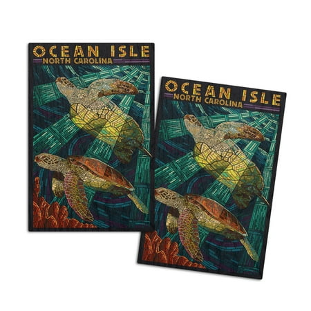 

Ocean Isle Calabash North Carolina Sea Turtle Paper Mosaic (4x6 Birch Wood Postcards 2-Pack Stationary Rustic Home Wall Decor)