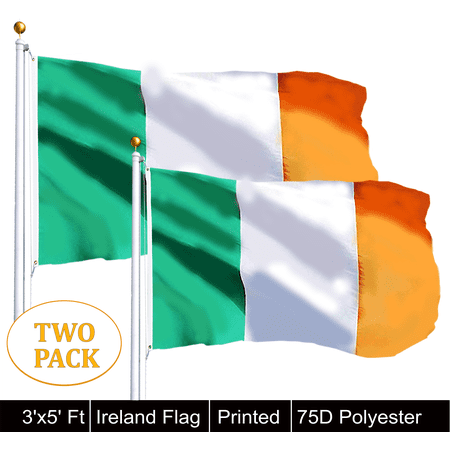 G128? TWO PACK FLAG OF IRELAND LARGE 3x5 FT IRISH EIRE INDOOR OUTDOOR, GROMMETS