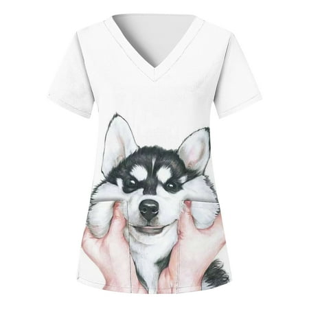 Scrubs Tops For Women Designs Plus Size Suitable Tops Animal American Flag Printed Short Sleeve V-Neck Working Uniforms Tops With Pockets
Scrubs Tops For Women Designs Plus Size Suitable Tops Animal American Flag Printed Short Sleeve V-Neck Working Uniforms Tops With Pockets