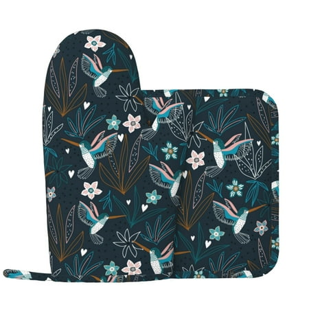 Hand Painted Hummingbird Flower Oven Mitts and Pot Holders Sets with 1 Non-Slip Left Silicone Oven Mitts and 1 Heatproof Insulated Hot Pads for Kitchen Use in Cooking Baking Grilling
Hand Painted Hummingbird Flower Oven Mitts and Pot Holders Sets with 1 Non-Slip Left Silicone Oven Mitts and 1 Heatproof Insulated Hot Pads for Kitchen Use in Cooking Baking Grilling