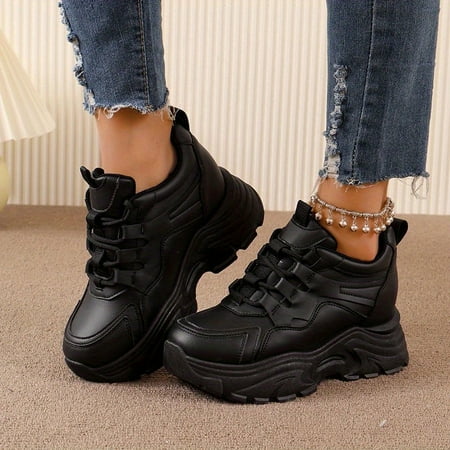 Stylish Women s Cushioned Platform Sneakers - Lightweight Faux Leather All-Season Comfort Chunky Lace-Up Design- 38
Stylish Women s Cushioned Platform Sneakers - Lightweight Faux Leather All-Season Comfort Chunky Lace-Up Design- 38