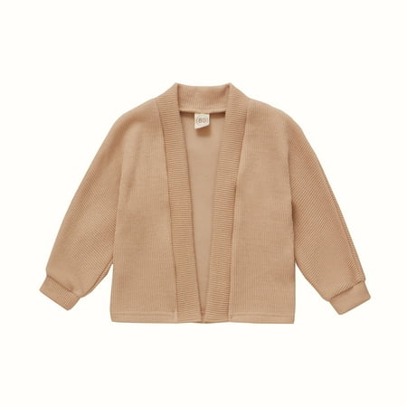 Musuos Toddler Baby Knit Cardigan Long Sleeve Open Front Solid Color Coat