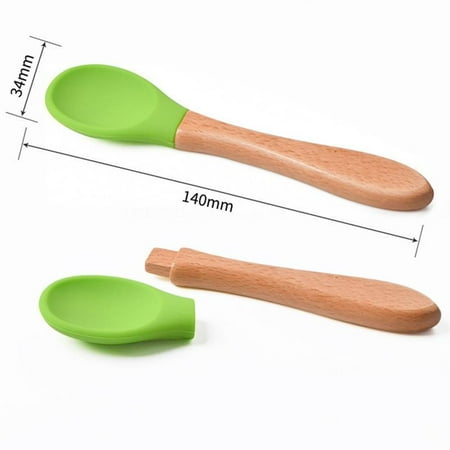 Gespout Wooden handle silicone head fork spoon combination baby food supplement tableware training tableware
Gespout Wooden handle silicone head fork spoon combination baby food supplement tableware training tableware