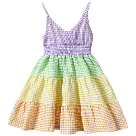 Dresses For Girls Kids Baby Clothing Summer Dress Color Plaid Stitching Skirt Plaid Rainbow Suspender Skirt Bowknot Princess Dress Clothes
Dresses For Girls Kids Baby Clothing Summer Dress Color Plaid Stitching Skirt Plaid Rainbow Suspender Skirt Bowknot Princess Dress Clothes