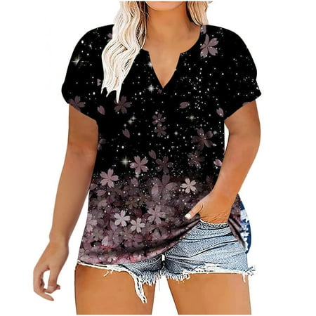 Big&Tall Plus Size Womens Casual Short Petal Sleeve Printed V-Neck T-shirt Loose Tops Blouse Corset Tops for Women Purple 5XL
Big&Tall Plus Size Womens Casual Short Petal Sleeve Printed V-Neck T-shirt Loose Tops Blouse Corset Tops for Women Purple 5XL