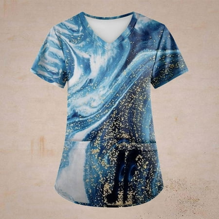 Hanas Tops Plus Size Retro Printed Scrub Working Uniform Tops For Women Cross V-Neck Short Sleeve Fun T-Shirts Workwear Tee With Pockets Navy/S
Hanas Tops Plus Size Retro Printed Scrub Working Uniform Tops For Women Cross V-Neck Short Sleeve Fun T-Shirts Workwear Tee With Pockets Navy/S