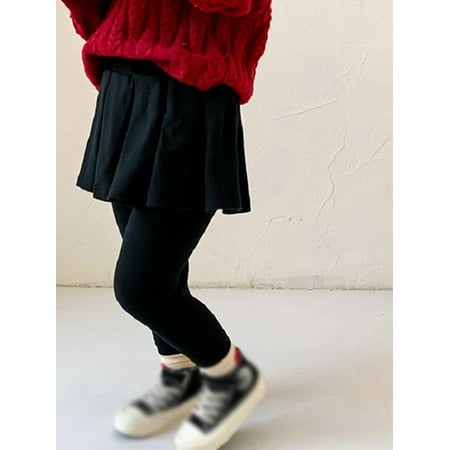 MarinaVida Toddler Girls Footless Leggings Pleated Skirt Tutu Skirt Warm Thick Pantskirt Pants Tights