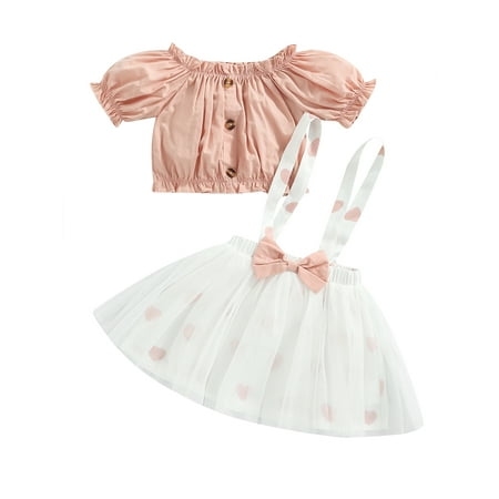 Sunisery Toddler Baby Girls Clothes Sets Ruffle Trim Short Sleeve Off Shoulder Tops + Bowknot Suspender Mesh Skirt Pink 9-12 Months
Sunisery Toddler Baby Girls Clothes Sets Ruffle Trim Short Sleeve Off Shoulder Tops + Bowknot Suspender Mesh Skirt Pink 9-12 Months