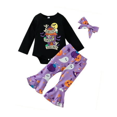 TheFound Newborn Baby Girls Halloween Outfits Long Sleeve Pumpkin Print Romper Flared Pants with Headband 3Pcs Clothes
TheFound Newborn Baby Girls Halloween Outfits Long Sleeve Pumpkin Print Romper Flared Pants with Headband 3Pcs Clothes