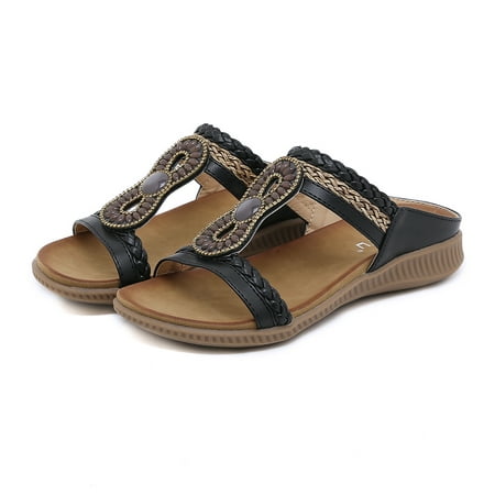 Women‘s Boho Round Toe Flat Sandals Open Toe Slip-on Rhinestone Decor Comfy Slippers Women‘s Beachwear Slides
Women‘s Boho Round Toe Flat Sandals Open Toe Slip-on Rhinestone Decor Comfy Slippers Women‘s Beachwear Slides
