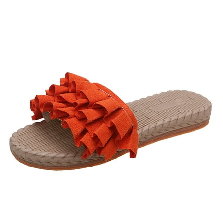 KI-8jcuD Women Slippers Size 6 Ladies Fashion Solid Color Suede Lace Open Toe Woven Flat Bottom Beach Slippers Ice Slippers For Women Bear Plush Slippers For Women Women Fuzzy Slippers Christmas Sli
KI-8jcuD Women Slippers Size 6 Ladies Fashion Solid Color Suede Lace Open Toe Woven Flat Bottom Beach Slippers Ice Slippers For Women Bear Plush Slippers For Women Women Fuzzy Slippers Christmas Sli