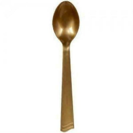 12 SERVING Plastic SPOON ECO FRIENDLY MULTIPLE COLORS (Gold)