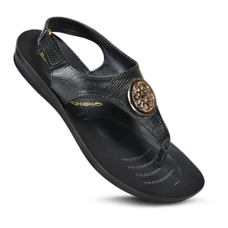 Aerosoft Women s Motif Adjustable Ankle Strap Thong Sandals