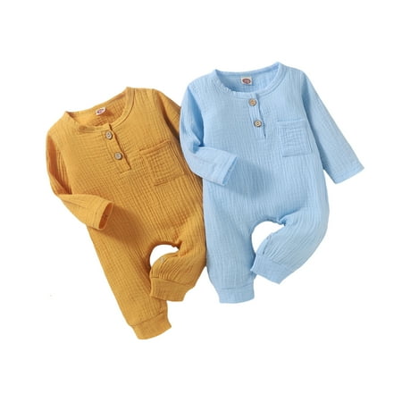 Gureui Newborn Infant Baby Boys Girls Solid Color Romper Long Sleeve O-neck Jumpsuit with Pocket
Gureui Newborn Infant Baby Boys Girls Solid Color Romper Long Sleeve O-neck Jumpsuit with Pocket