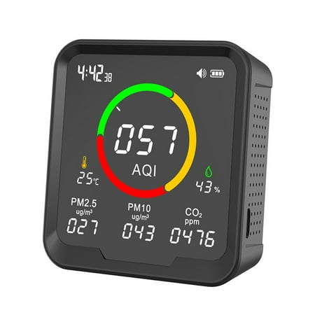 6-in1 Indoor Air Quality Monitor Temperature Humidity Sensor CO2/PM2.5/ PM10/AQI
