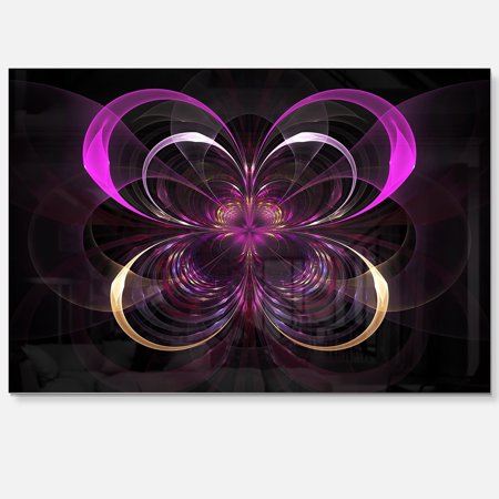 DESIGN ART Fractal Purple Flower in Dark - Floral Large Abstract Art Glossy Metal Wall Art