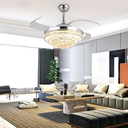 DENEST 42 Modern Crystal Ceiling Fan Light Invisible Retractable Blades with Remote 36w
DENEST 42 Modern Crystal Ceiling Fan Light Invisible Retractable Blades with Remote 36w