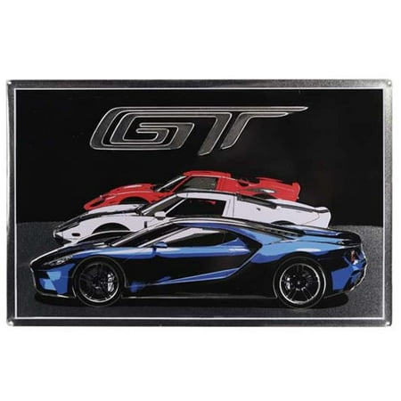 Ford 90157637-S GT Cars Tin Sign, Red, White & Blue