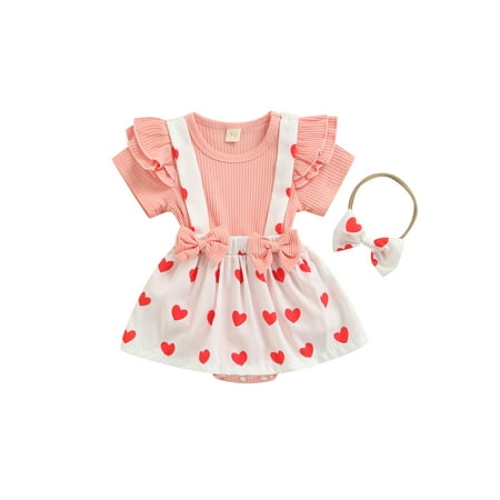 Amuver Valentine s Day Baby Girls Romper Infant Sweet Style Heart Printing Skirt Splicing Lace Short Sleeve Jumpsuit + Bow Headwear
Amuver Valentine s Day Baby Girls Romper Infant Sweet Style Heart Printing Skirt Splicing Lace Short Sleeve Jumpsuit + Bow Headwear