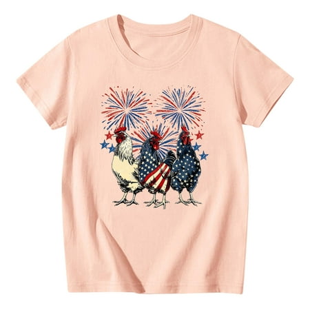 Independence Day Girls T Shirt Summer Round Neck Short Sleeve Top Rooster Flag Print Breathable Comfortable Festive Casual Wear
Independence Day Girls T Shirt Summer Round Neck Short Sleeve Top Rooster Flag Print Breathable Comfortable Festive Casual Wear