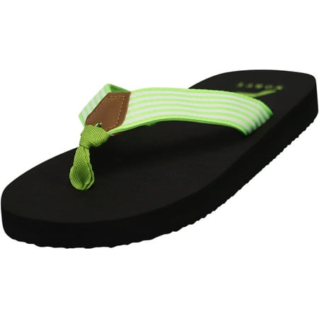 NORTY Womens Flip Flops Adult Female Thong Sandals Black Lime