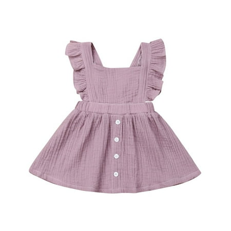 Summer Toddler Baby Girl Solid Skirt Ruffle Princess Party Dress Clothes Outfits