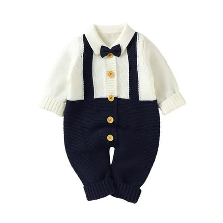 ZIYIXIN Newborn Baby Boys Gentleman Romper Sweater Long Sleeve Knitted Jumpsuit Formal Fall Winter Clothes Dark Blue White 0-3 Months
ZIYIXIN Newborn Baby Boys Gentleman Romper Sweater Long Sleeve Knitted Jumpsuit Formal Fall Winter Clothes Dark Blue White 0-3 Months