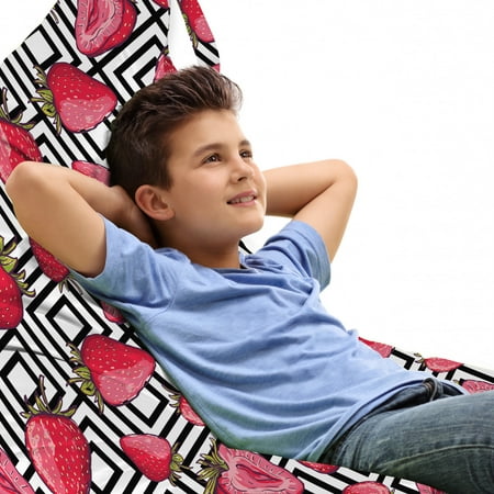 Fruits Lounger Chair Bag Strawberries on Minimalist Chevron Striped Pattern with Juicy Food Feminine Image High Capacity Storage with Handle Container Lounger Size Black White by Ambesonne
Fruits Lounger Chair Bag Strawberries on Minimalist Chevron Striped Pattern with Juicy Food Feminine Image High Capacity Storage with Handle Container Lounger Size Black White by Ambesonne