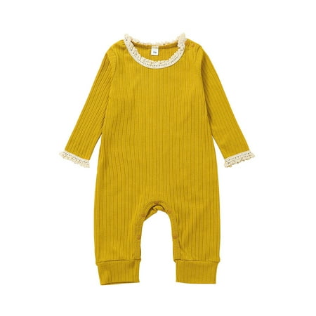 Canrulo Newborn Infant Baby Girls Lace Ribbed Long Sleeve Romper Jumpsuit Fall Winter One Piece Outfits Yellow 18-24 Months
Canrulo Newborn Infant Baby Girls Lace Ribbed Long Sleeve Romper Jumpsuit Fall Winter One Piece Outfits Yellow 18-24 Months