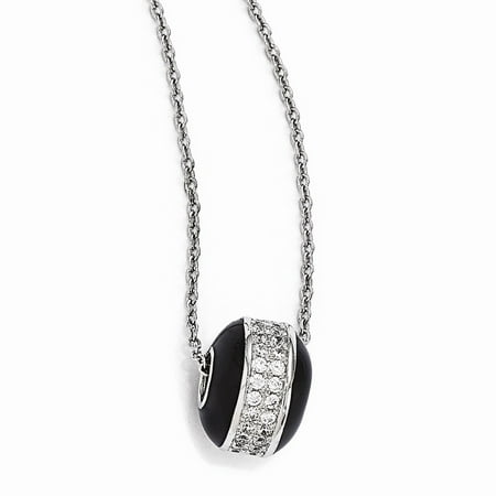 Sterling Silver 18in W/ Rhodium-plated & CZ Brilliant Embers Necklace