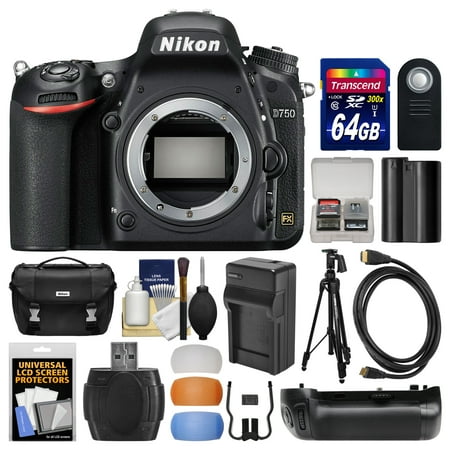 Nikon D750 Digital SLR Camera Body with 64GB Card + Case + Battery & Charger + Grip + Tripod + Kit Nikon D750 Digital SLR Camera Body with 64GB Card + Case + Battery & Charger + Grip + Tripod + Kit