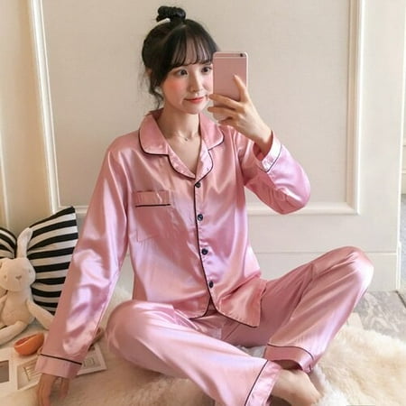 DanceeMangoo New Home Clothes for Girl Solid Long Pyjamas Turn-down Collar Women Sleepwear Lingerie Femme Silk Pajamas Set 4XL 5XL
DanceeMangoo New Home Clothes for Girl Solid Long Pyjamas Turn-down Collar Women Sleepwear Lingerie Femme Silk Pajamas Set 4XL 5XL