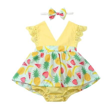 Baby Girls Sleeveless Lemon Strawberry Lace Romper Bodysuit+Headband Casual Outfits For 12-18 Months
Baby Girls Sleeveless Lemon Strawberry Lace Romper Bodysuit+Headband Casual Outfits For 12-18 Months