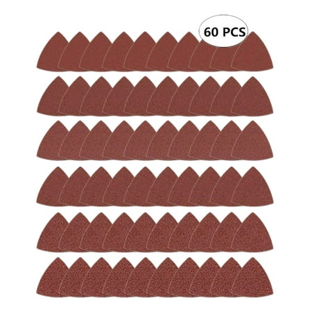 

60pcs Triangular Hook and Loop Triangle-Sandpaper Fit 3-1/8 Inch Oscillating Multi Tool Sanding Pad Assorted 40 60 80 100 120 240 Grits