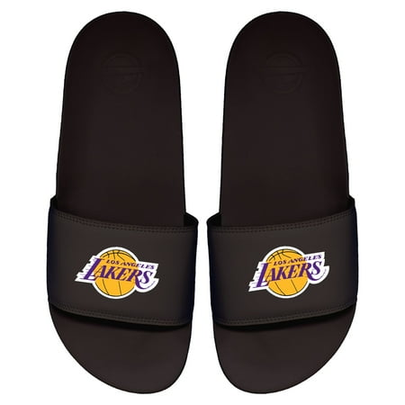 Men s ISlide Black Los Angeles Lakers Primary Logo Motto Slide Sandals